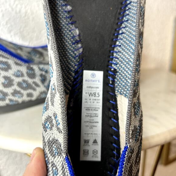 Rothy's Retired Gray Blue Spotted Leopard Print Round Toe Flat Womens Size 8.5 - Picture 9 of 9